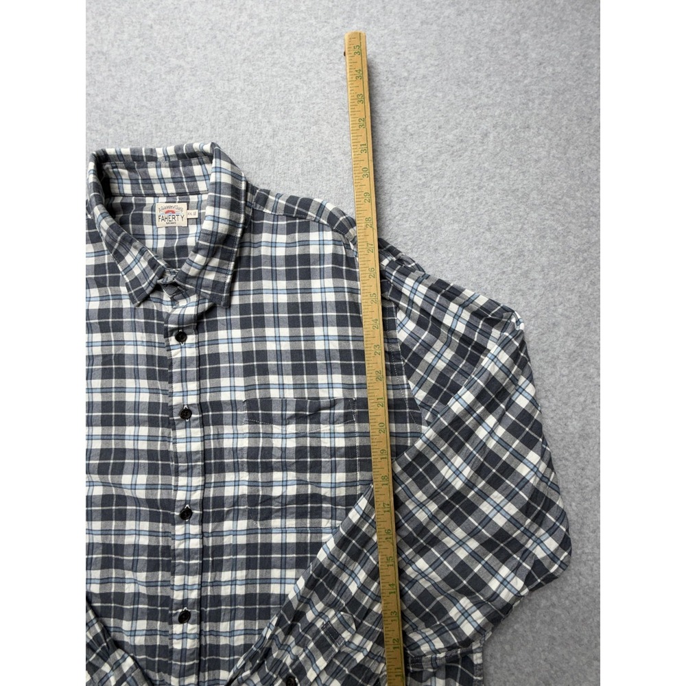 Faherty Shirt Mens 2XL Gray Plaid Long Sleeve Button Up Stretch Flannel Casual - Picture 4 of 11